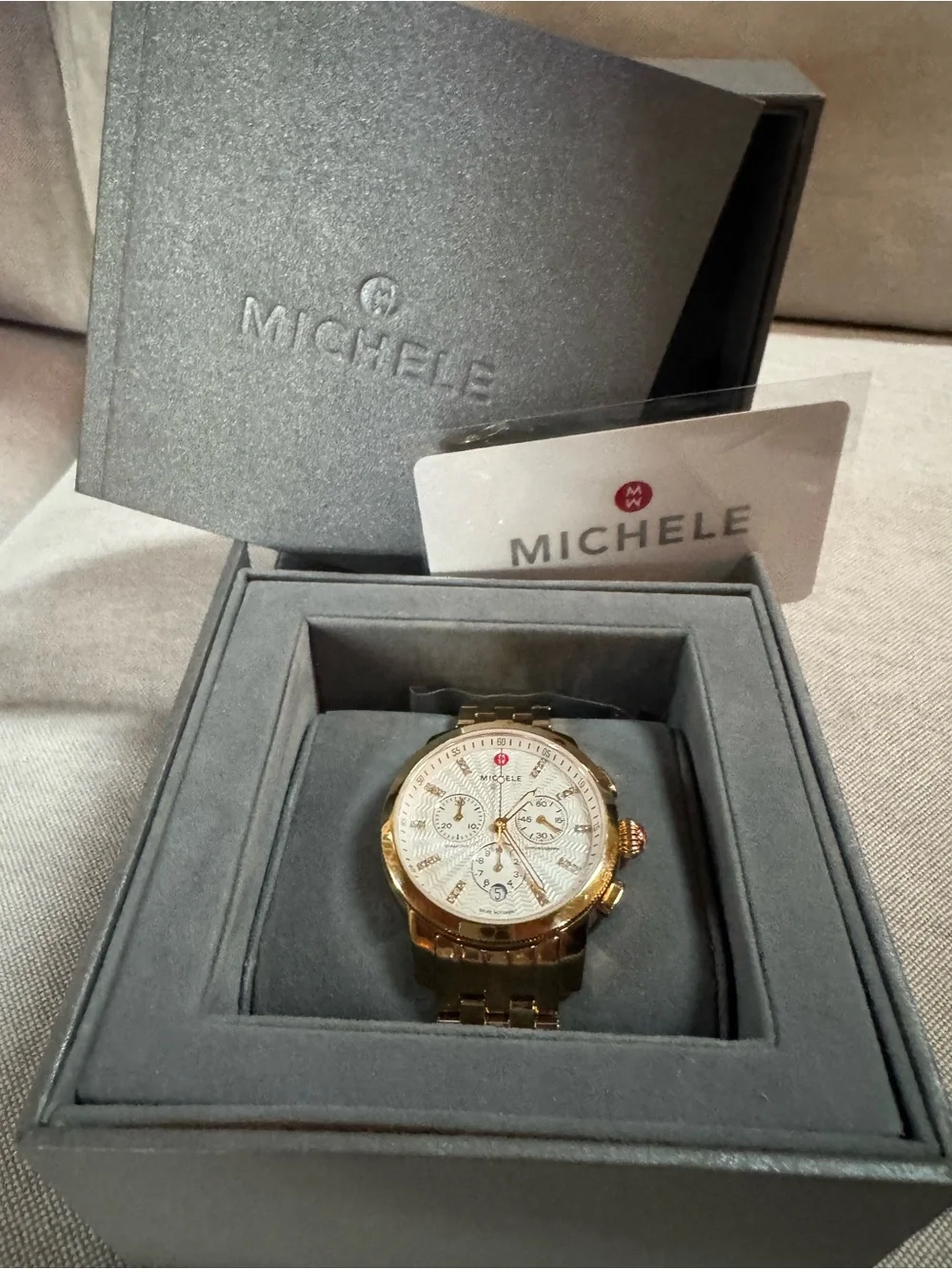 Michele Gold and white Women's Chronograph Watch. No bundles please